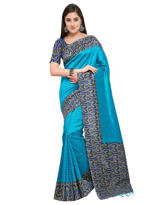 chevron printed mysore silk saree with blouse - 15576420 - Very Small Image - 1