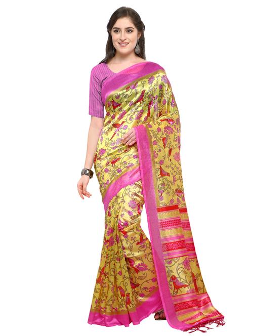 kalamkari printed mysore silk saree with blouse - 15576428 - Very Small Image - 1