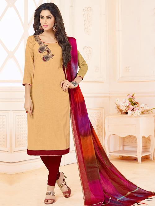 embellished unstitched churidaar suit - 15576447 - Very Small Image - 1