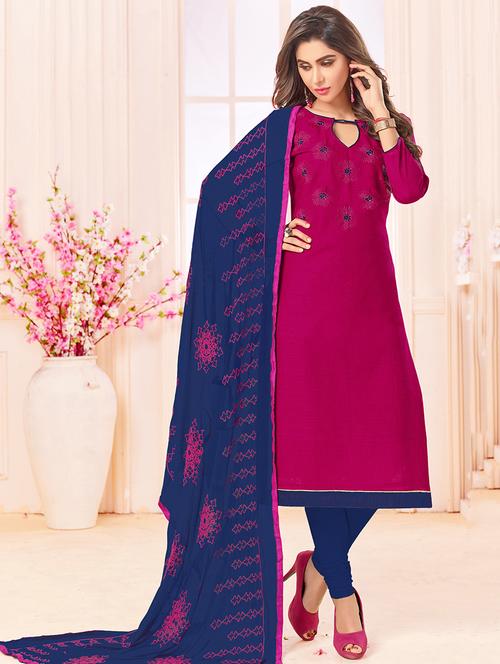 embroidered unstitched churidaar suit - 15576451 - Very Small Image - 1