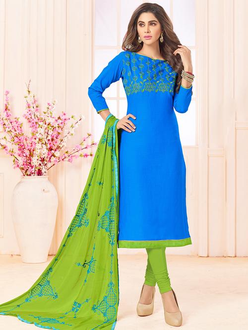 embroidered unstitched churidaar suit - 15576452 - Very Small Image - 1
