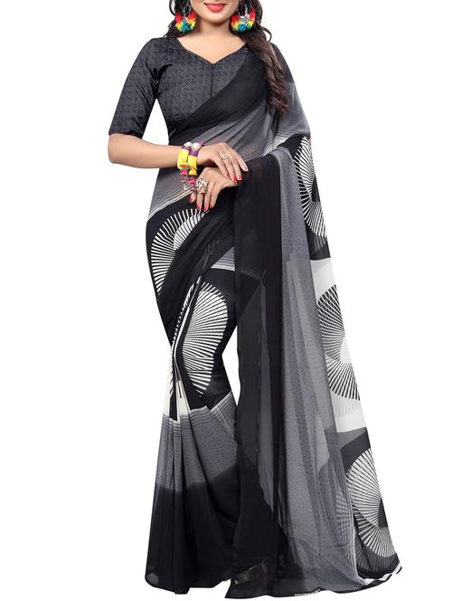 Geometrical printed saree with blouse - 15576967 - Very Small Image - 1