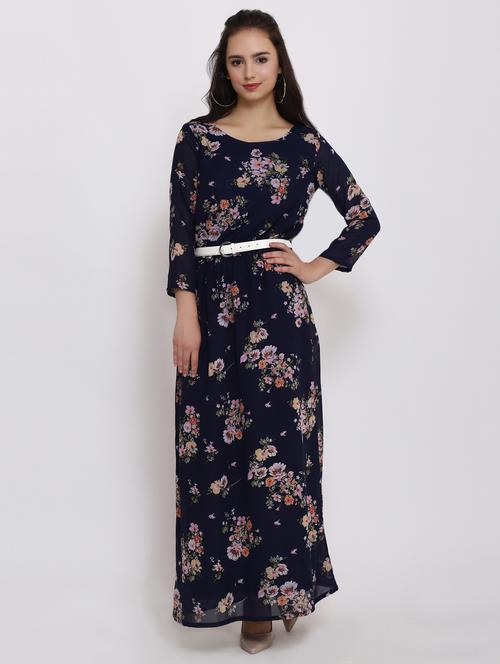 floral belted maxi dress - 15577226 - Very Small Image - 1