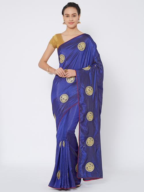 conversational zari embroidered saree with blouse - 15577904 - Very Small Image - 1