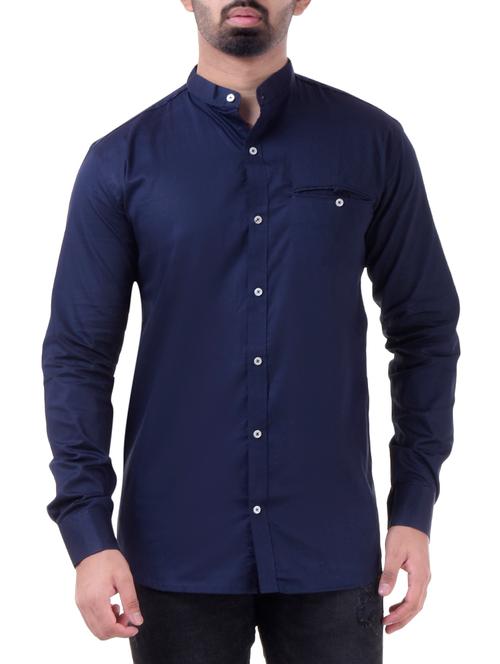 navy blue cotton casual shirt - 15577953 - Very Small Image - 1
