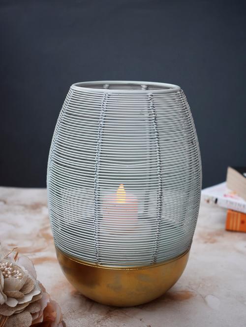 tea light holder cum candle stand - gold n green - 15578090 - Very Small Image - 1