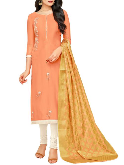 embroidered unstitched churidaar suit - 15578277 - Very Small Image - 1