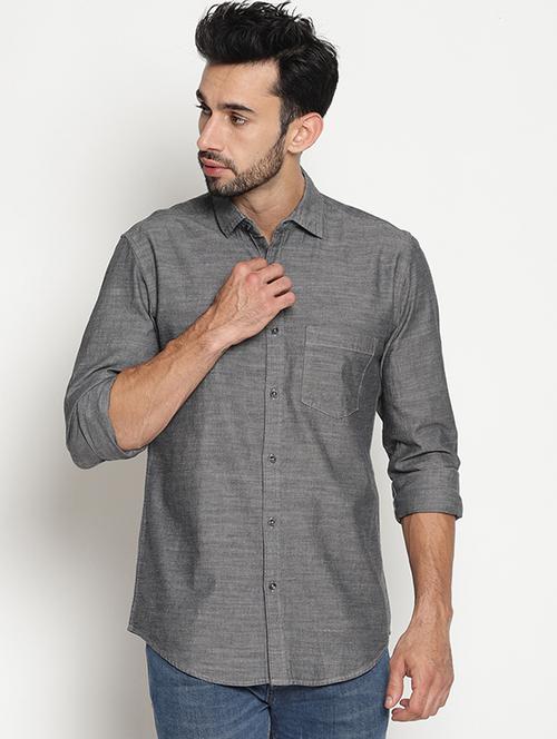 grey cotton casual shirt - 15578320 - Very Small Image - 1