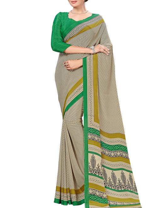contrast bordered printed saree - 15578443 - Very Small Image - 1