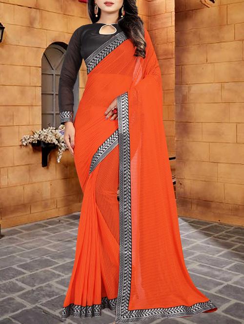 jacquard lace border saree with blouse - 15578665 - Very Small Image - 1