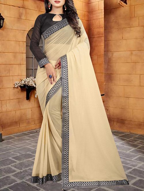 jacquard lace border saree with blouse - 15578671 - Very Small Image - 1