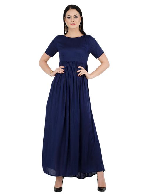 round neck gathered maxi dress - 15578859 - Very Small Image - 1