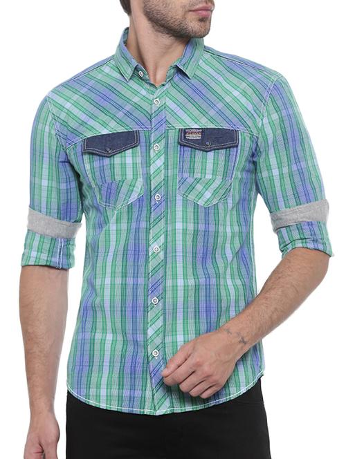 green cotton casual shirt - 15579029 - Very Small Image - 1