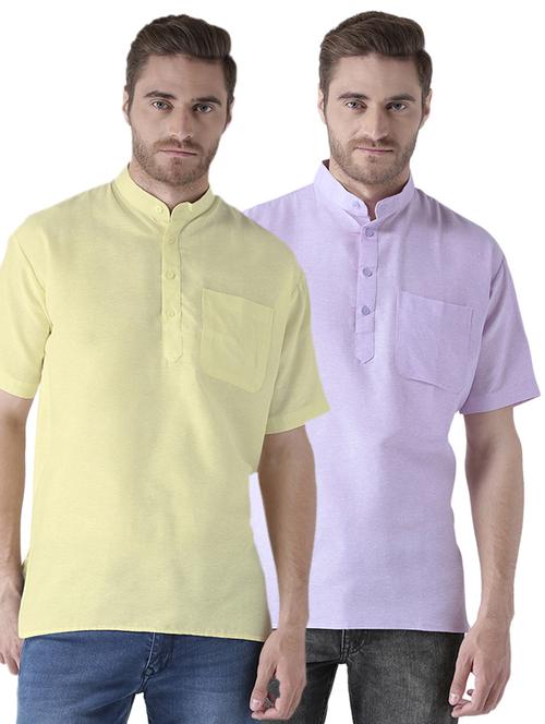 multi colored khadi short kurta (set of 2) - 15579323 - Very Small Image - 1