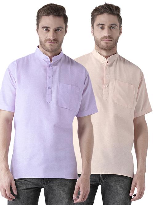 multi colored khadi short kurta (set of 2) - 15579325 - Very Small Image - 1