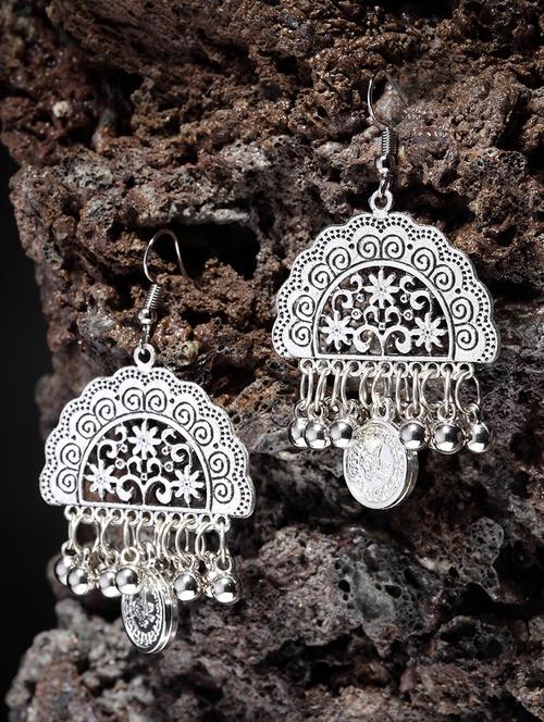 silver tone tribal earrings - 15579577 - Very Small Image - 1