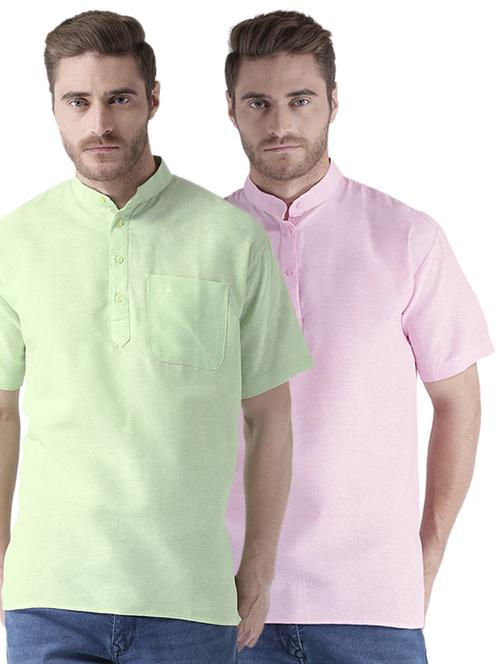 multi colored khadi short kurta (set of 2) - 15579647 - Very Small Image - 1