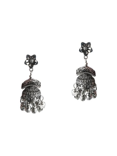 silver tone jhumka - 15579873 - Very Small Image - 1