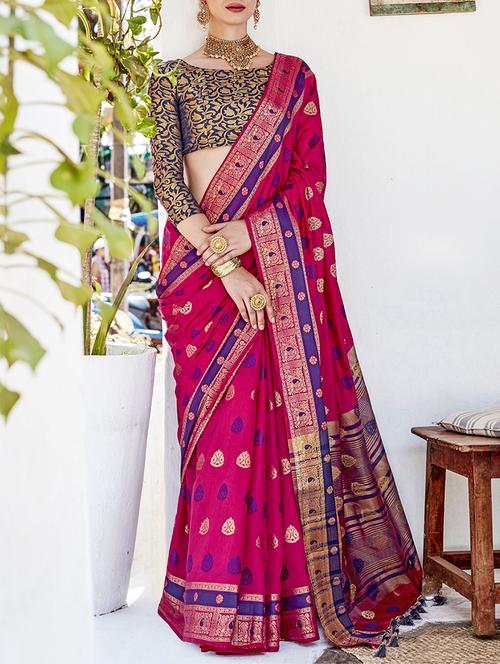 gold zari motif banarasi saree with blouse - 15579943 - Very Small Image - 1