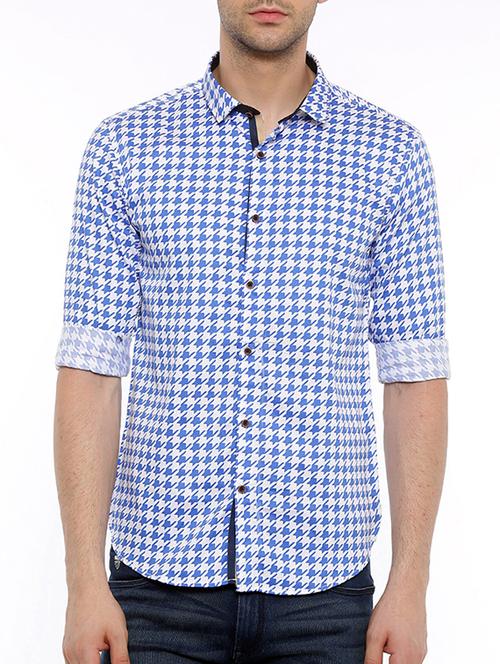 blue cotton casual shirt - 15580172 - Very Small Image - 1