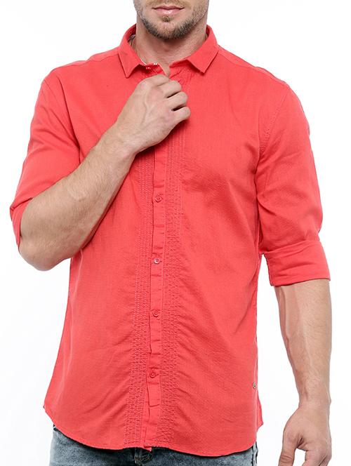 red linen casual shirt - 15580187 - Very Small Image - 1