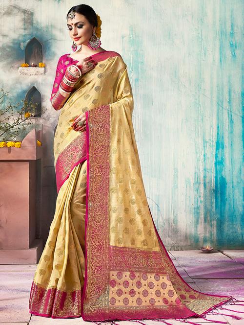 zari motifs woven saree with blouse - 15580726 - Very Small Image - 1