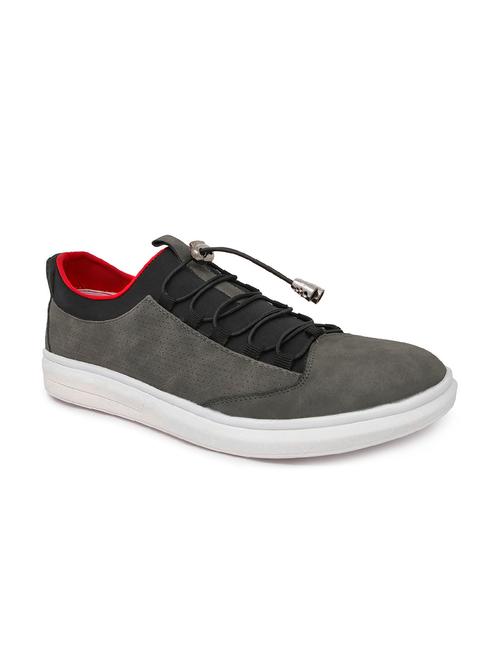 grey leatherette lace up sneakers - 15580797 - Very Small Image - 1