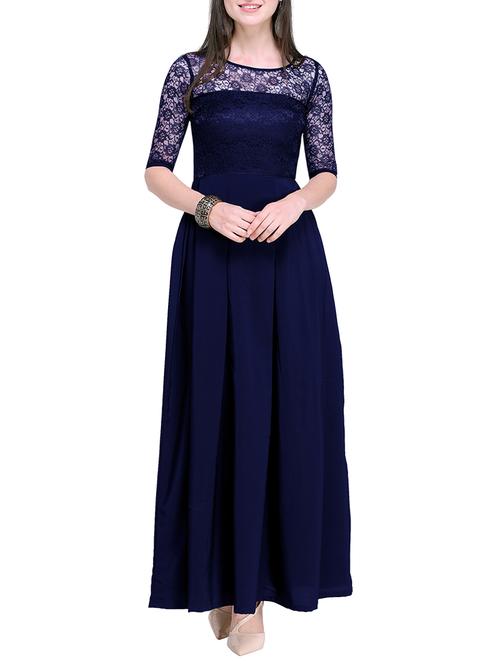 floral lace detail pleated maxi dress - 15581589 - Very Small Image - 1