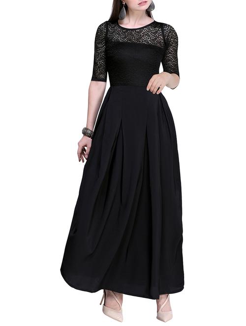 floral lace detail pleated maxi dress - 15581590 - Very Small Image - 1