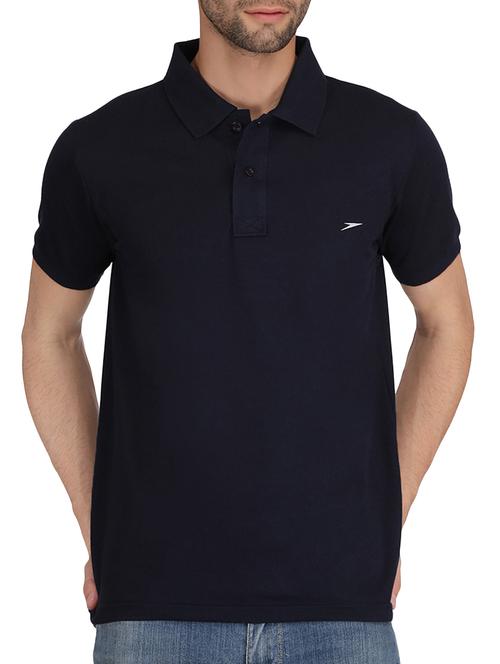 navy blue cotton polo t-shirt - 15581631 - Very Small Image - 1