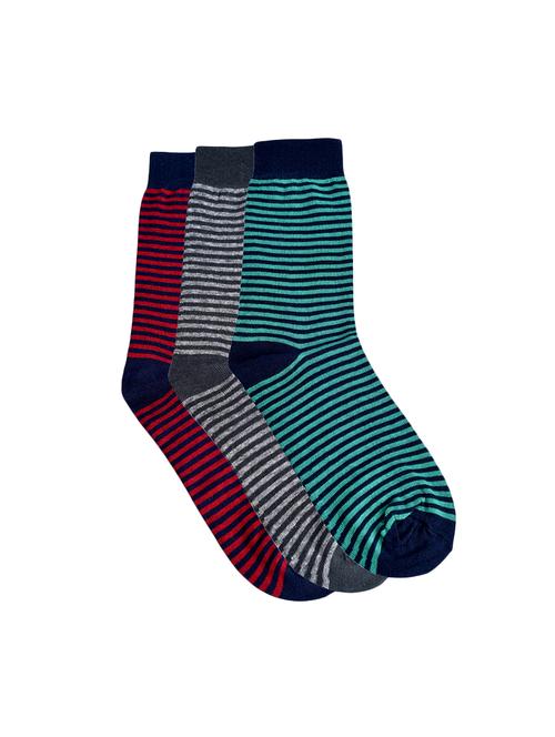 men pack of 3 striped above ankle length socks - 15582010 - Very Small Image - 1