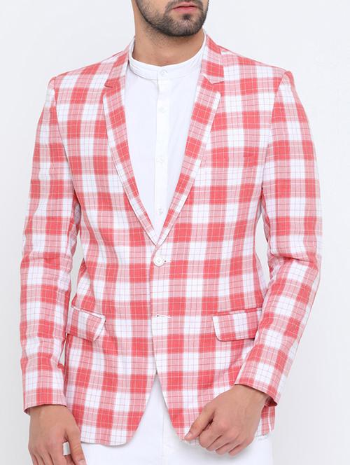 red cotton single breasted casual blazer - 15582321 - Very Small Image - 1