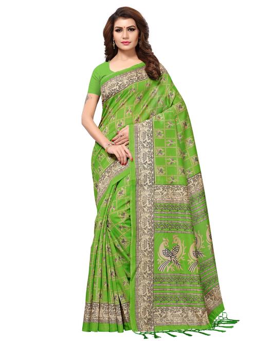 conversational printed green saree with blouse - 15582385 - Very Small Image - 1