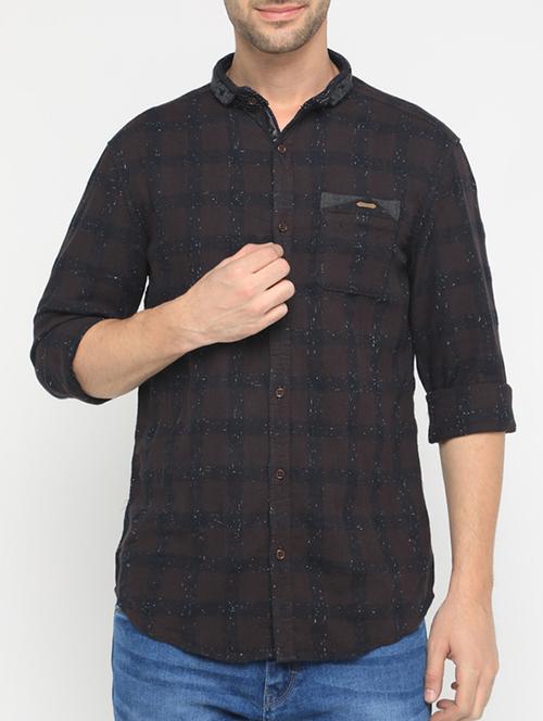 brown cotton casual shirt - 15582471 - Very Small Image - 1