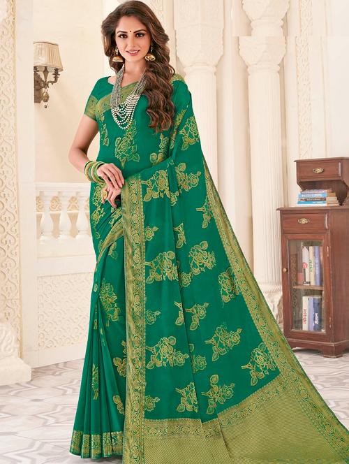 zari floral woven saree with blouse - 15583426 - Very Small Image - 1