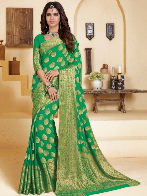 zari motifs woven saree with blouse - 15583455 - Very Small Image - 1
