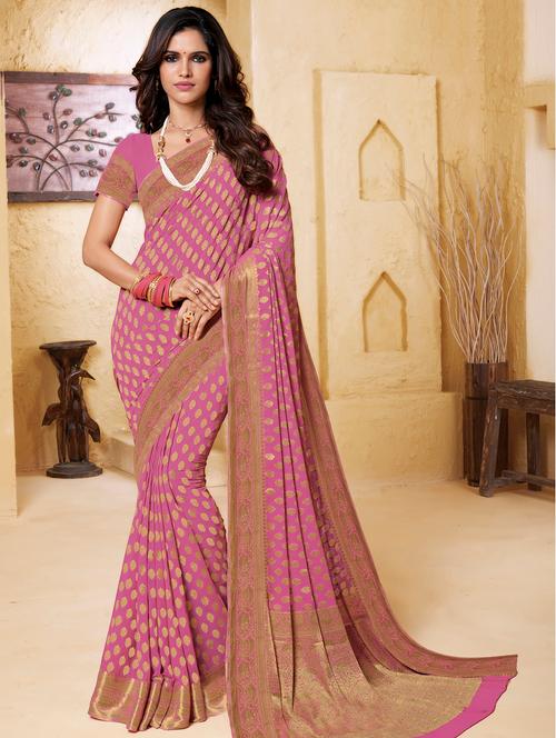 zari motifs woven saree with blouse - 15583456 - Very Small Image - 1