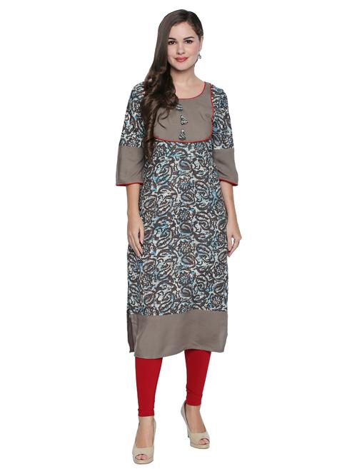 printed straight kurta with tassels - 15584655 - Very Small Image - 1