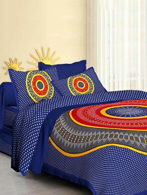 jaipuri cotton double bedsheet with 2 pillow covers - 15585664 - Very Small Image - 1
