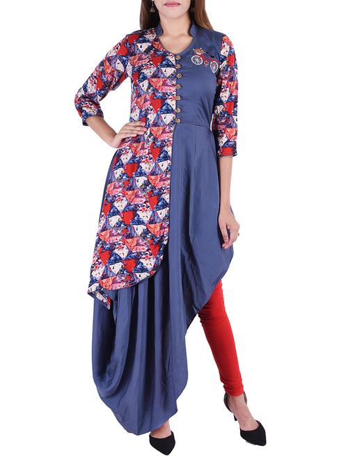 cowl drape asymmetric kurta - 15586433 - Very Small Image - 1