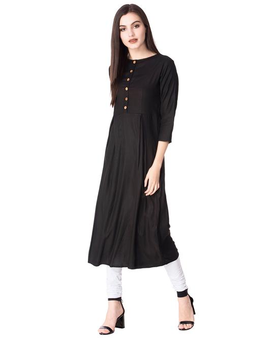 flared solid button down kurta - 15587408 - Very Small Image - 1