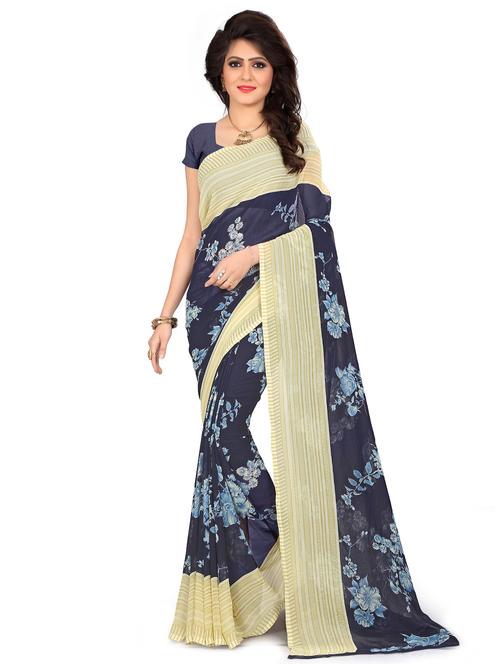 floral printed saree with blouse - 15589476 - Very Small Image - 1