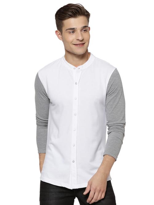mens color block casual shirt - 15590301 - Very Small Image - 1