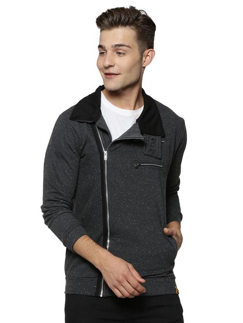 grey printed casual jacket - 15590314 - Very Small Image - 1