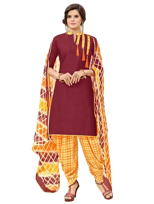 printed unstitched patiyala suit - 15590863 - Very Small Image - 1