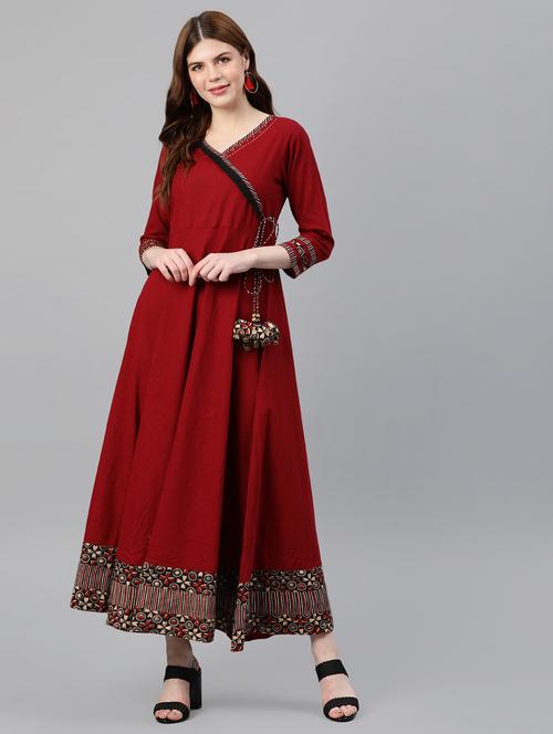 angrakha fringes long ethnic dress - 15591052 - Very Small Image - 1