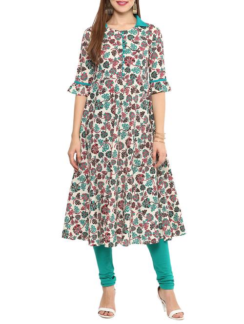 a-line printed bell sleeves kurta - 15591053 - Very Small Image - 1