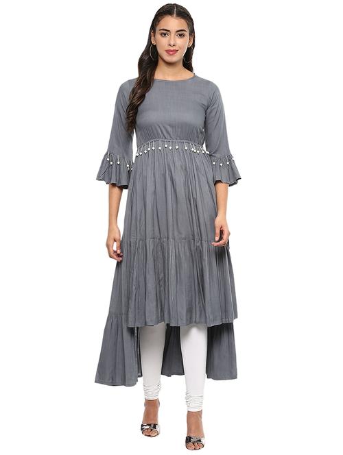 bell sleeves tiered kurta - 15591054 - Very Small Image - 1