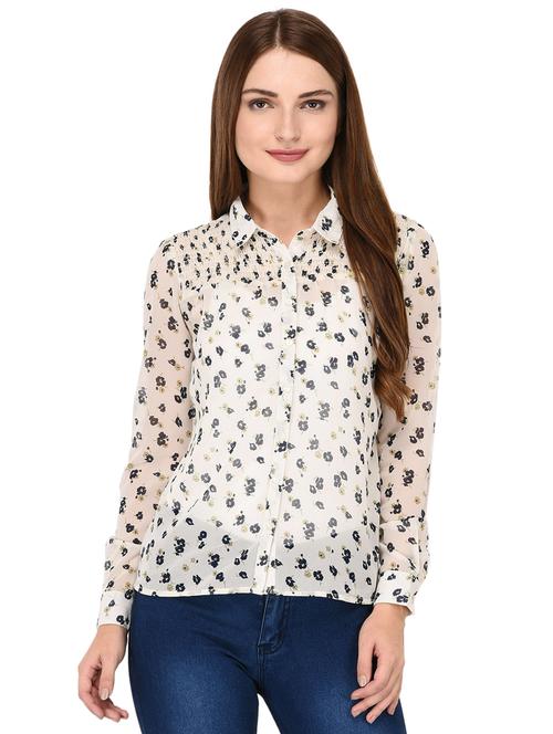 smocking detail ditsy floral shirt - 15591377 - Very Small Image - 1