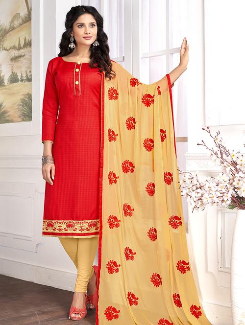 embroidered unstitched churidaar suit - 15591433 - Very Small Image - 1